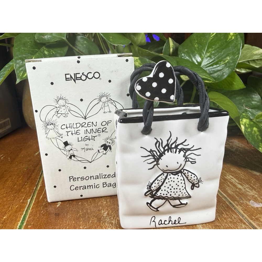 Enesco CHILDREN OF THE INNER LIGHT Personalized Ceramic Bag - Vase “RACHEL” NIB